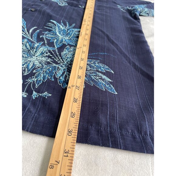 Van Heusen Mens XXL Navy Hawaiian Shirt With Blue Floral Print - Picture 4 of 7